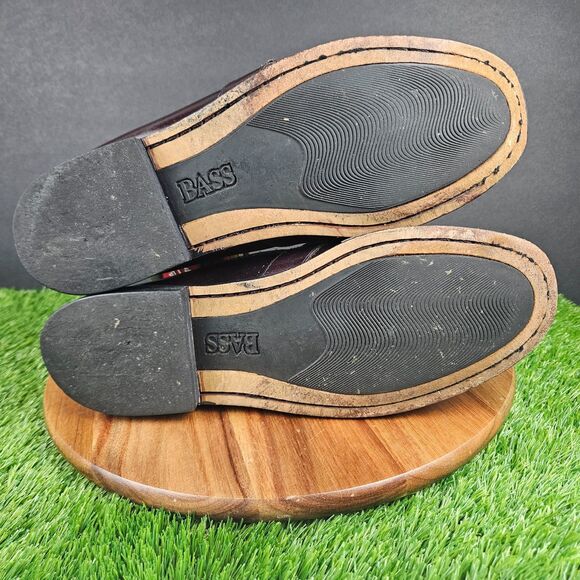 GH Bass & Co Men’s Size 11.5M Burgundy Leather Fringe Buckle Loafers Shoes - Picture 11 of 11